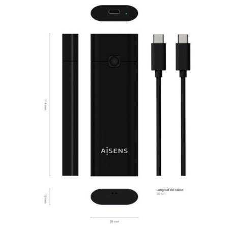 Caja Externa para Disco SSD M.2 NVMe Aisens ASM2-020B/ USB 3.2 Gen2/ Sin Tornillos
