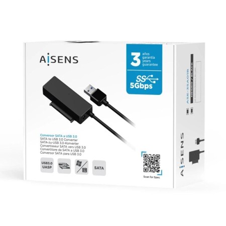 Adaptador para Discos Duros 2.5″/3.5″ Aisens ASE-35A01B/ USB 3.0 - SATA/ con Alimentador