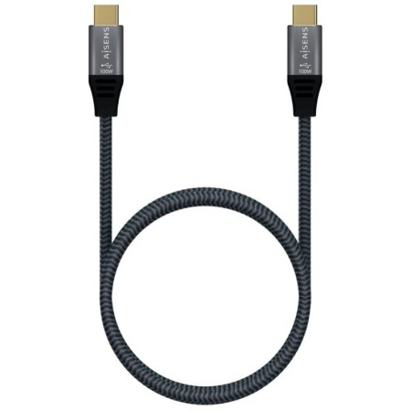 Cable USB 3.2 Tipo-C Aisens A107-0670 20GBPS 100W/ USB Tipo-C Macho - USB Tipo-C Macho/ Hasta 100W/ 20Gbps/ 60cm/ Gris