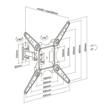 Soporte de Pared Extensible/ Giratorio/ Inclinable/ Aisens WT55TSE-151 para TV de 23-55″/ hasta 30kg
