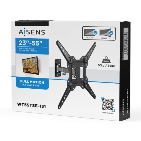 Soporte de Pared Extensible/ Giratorio/ Inclinable/ Aisens WT55TSE-151 para TV de 23-55″/ hasta 30kg