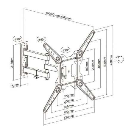 Soporte de Pared Giratorio/ Inclinable/ Aisens WT55TSE-153 para TV de 23-55″/ hasta 30kg