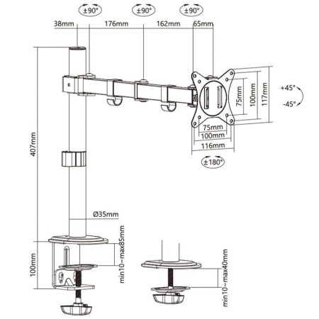 Soporte de Mesa para Monitor y TV Aisens DT32TSR-147/ Giratorio/ Inclinable/ hasta 9kg
