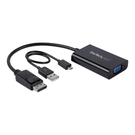 Adaptador displayport a vga startech 0.184m -  macho - hembra -  negro  cable micro usb tipo b a usb tipo a