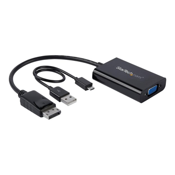Adaptador displayport a vga startech 0.184m -  macho - hembra -  negro  cable micro usb tipo b a usb tipo a