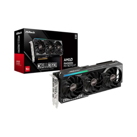 Tarjeta grafica asrock rx 9070 xt challenger 16gb gddr6 -  3x dp -  1x hdmi pci express 5.0