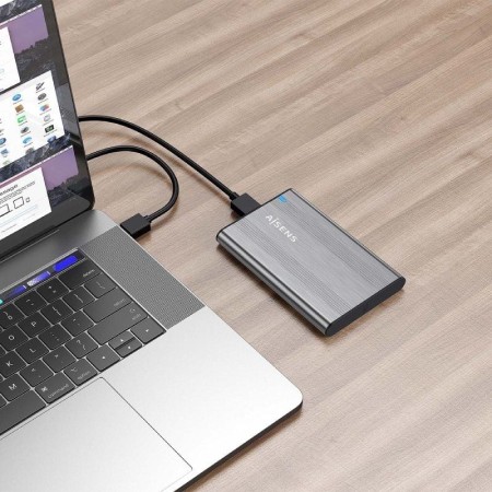 Caja Externa para Disco Duro de 2.5″ Aisens ASE-2526GR/ USB 3.1/ Sin tornillos