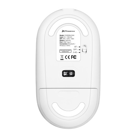Phoenix rebble ratón inalambrico bluetooth y 2.4 ghz hasta 3 dispositivos con receptor usb clic silencioso para portátil noteboo