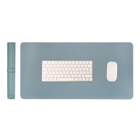 Phoenix matepad alfrombrilla escritorio ratón pu 80 x 40 cm antideslizante impermeable materíal simil cuero azul - gris