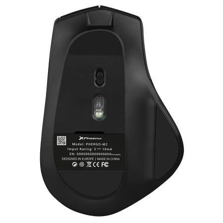 Ratón inalambrico bluetooth phoenix ergo m2 ergonomico multidispositivo y batería recargable click silenciosos