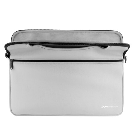 Funda maletin neopreno phoenix para portátil o tablet hasta 14 pulgadas interior terciopelo gris
