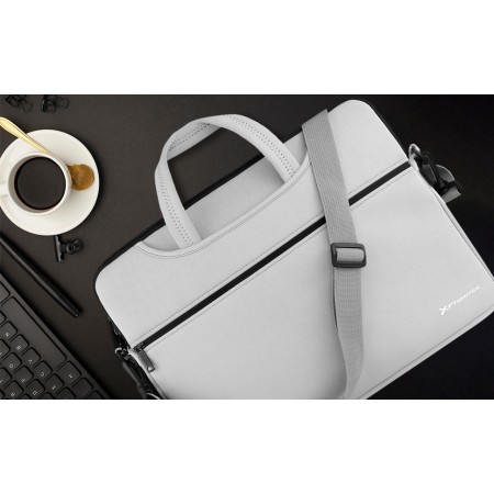 Funda maletin neopreno phoenix para portátil o tablet hasta 14 pulgadas interior terciopelo gris