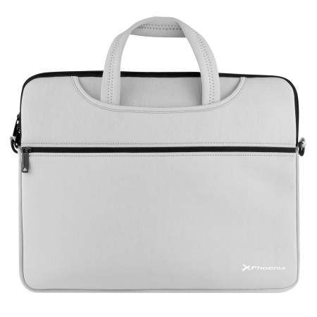 Funda maletin neopreno phoenix para portátil o tablet hasta 16 pulgadas interior terciopelo gris