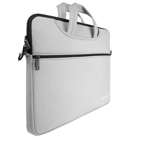Funda maletin neopreno phoenix para portátil o tablet hasta 16 pulgadas interior terciopelo gris