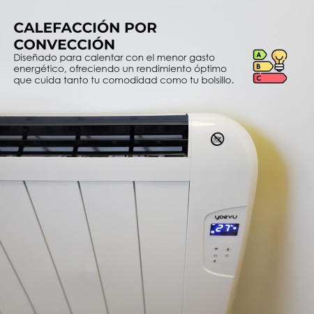 Yoevu - radiador eléctrico bajo consumo - 4 elementos - 900 w - temporizador - programable - mando a distancia - pantalla lcd - 