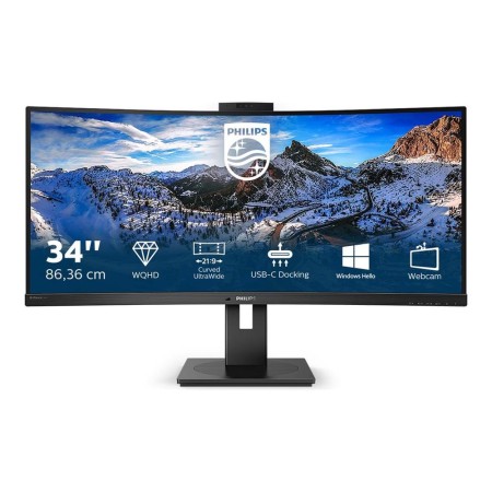 Monitor led 34 pulgadas philips p line 346p1crh - 00 curvo -  va -  dp -  hdmi -  100hz -  4ms -  vesa 100x100 -  webcam