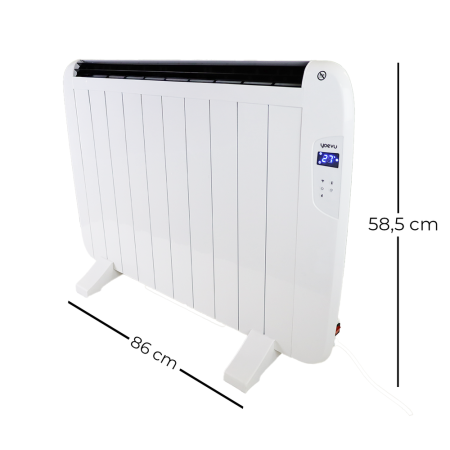 Yoevu - radiador eléctrico bajo consumo - 10 elementos - 1500 w - temporizador - programable - mando a distancia - pantalla lcd 