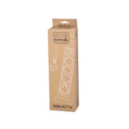 Regleta con interruptor Salicru SAFE 4S/ 4 Tomas de corriente/ Cable 1.4m/ Blanca