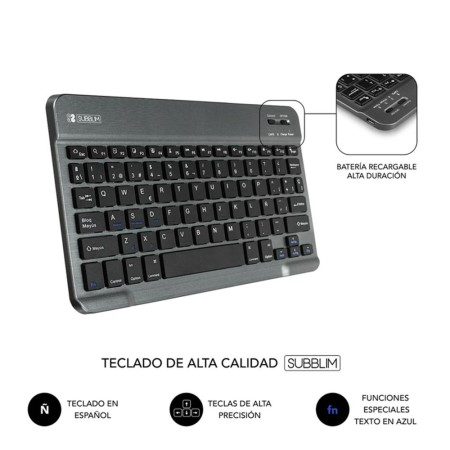 Funda + teclado subblim keytab pro para tablet 10.1 pulgadas rojo