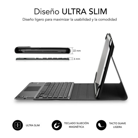 Funda con Teclado Subblim Keytab Pro Bluetooth Touchpad para Tablets de 9.6″-10.8″/ Negra