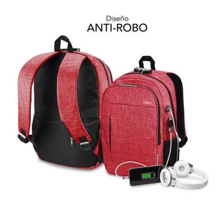 Mochila subblim urban lock backpack para portatil 16 pulgadas rojo