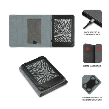 Funda subblim clever ebook case 6 pulgadas stand case gris