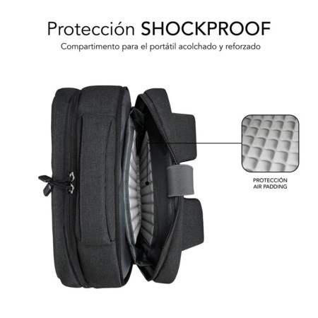 Mochila para portatil subblim traveller airpadding 15.6 pulgadas gris