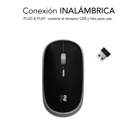 Raton inalambrico subblim submo - rfm0002 negro y gris