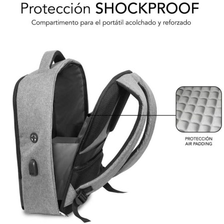Mochila Subblim Secure V2 AP para Portátiles hasta 15.6″/ Puerto USB/ Antirrobo/ Gris