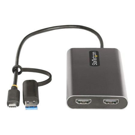 Adaptador usb tipo c - usb tipo a a 2x hdmi startech 0.3m -  macho - hembra -  gris