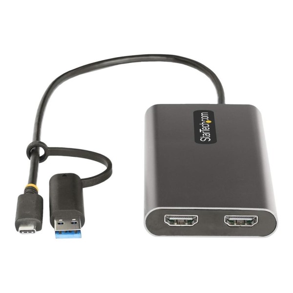 Adaptador usb tipo c - usb tipo a a 2x hdmi startech 0.3m -  macho - hembra -  gris