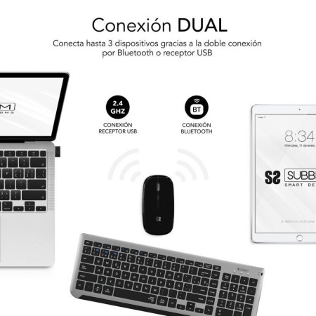 Teclado y Ratón Inalámbrico Subblim Combo Dual Prestige Extendido