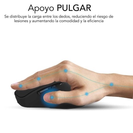 Ratón Ergonómico Inalámbrico Subblim Comfort Ergo Dual Battery/ Batería recargable/ Hasta 2400 DPI/ Negro
