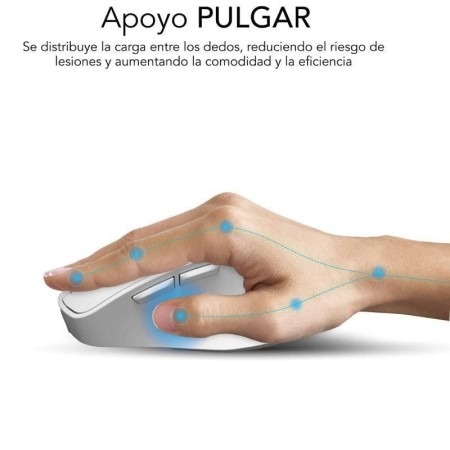 Ratón Ergonómico Inalámbrico Subblim Comfort Ergo Dual Battery/ Batería recargable/ Hasta 2400 DPI/ Blanco