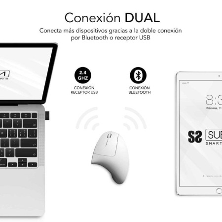Raton inalambrico subblim glide vertical ergo blanco