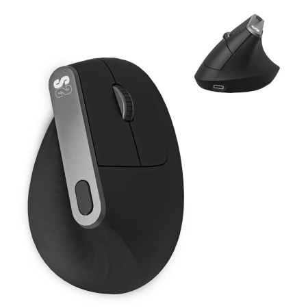 Ratón Ergonómico Inalámbrico Subblim Nature Vertical Ergo Dual Battery/ Batería Recargable/ Hasta 4000 DPI/ Negro