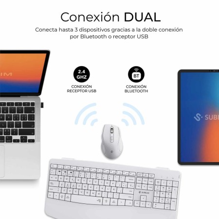 Teclado y Ratón Inalámbrico Subblim Combo Dual Office Prowave/ Blanco