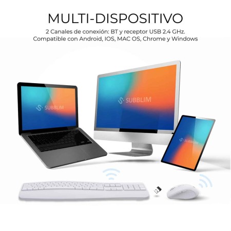 Teclado y Ratón Inalámbrico Subblim Combo Dual Office Prowave/ Blanco