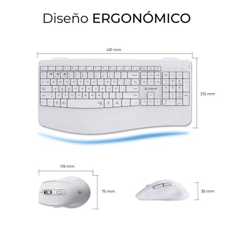 Teclado y Ratón Inalámbrico Subblim Combo Dual Office Prowave/ Blanco