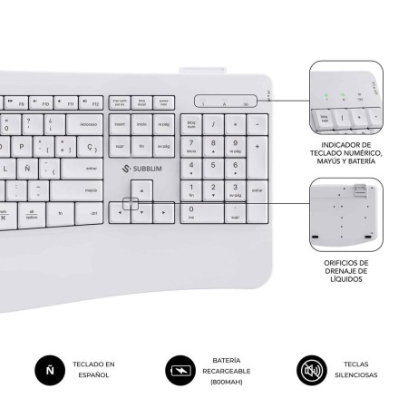 Teclado y Ratón Inalámbrico Subblim Combo Dual Office Prowave/ Blanco