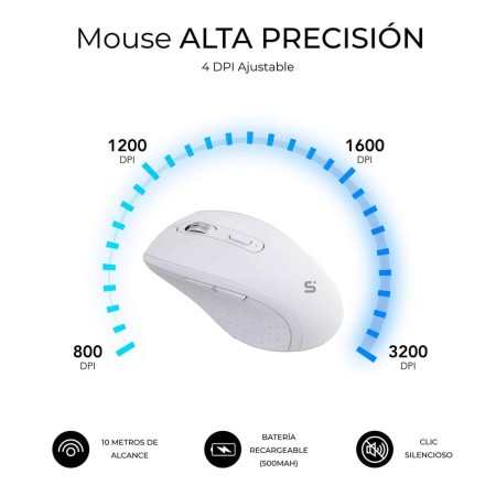 Teclado y Ratón Inalámbrico Subblim Combo Dual Office Prowave/ Blanco