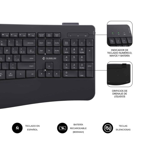 Teclado y Ratón Inalámbrico Subblim Combo Dual Office Prowave/ Negro