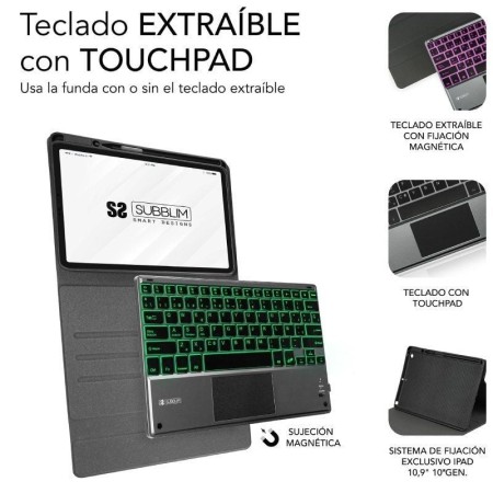 Funda con Teclado Subblim KeyTab Pro BT para Tablet iPad 10.9″ 10a Gen/ Negra