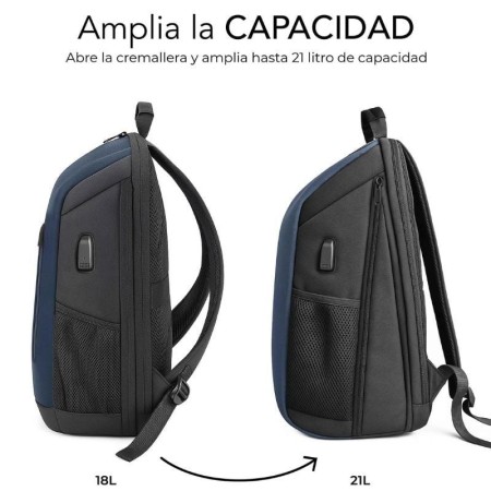 Mochila Subblim Xpand Air Padding Backpack para Portátiles hasta 15.6″/ 21L/ Puerto USB/ Azul