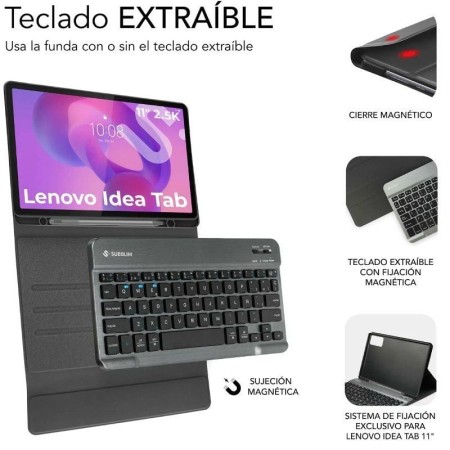 Funda con Teclado Subblim Keytab Pro BT Lenovo Idea Tab 11″ 2025/ Negra