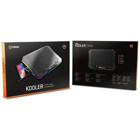 Soporte Refrigerante Krom Kooler para Portátiles hasta 19″/ Iluminación LED