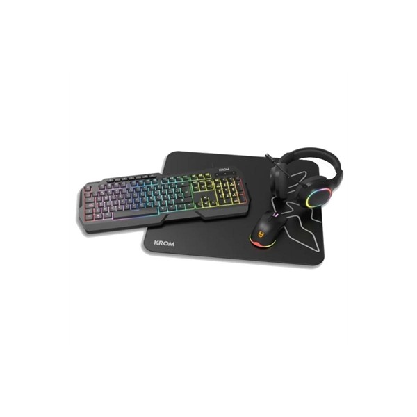 Kit gaming krom kenta pc 4 en 1 rgb negro