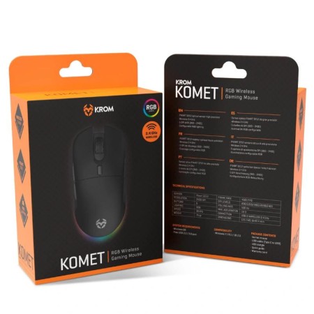 Raton inalambrico gaming krom komet rgb negro