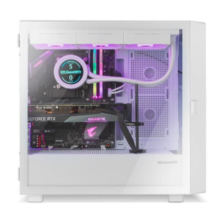Caja ordenador gaming nox hummer bios atx cristal templado lcd 8″ blanco
