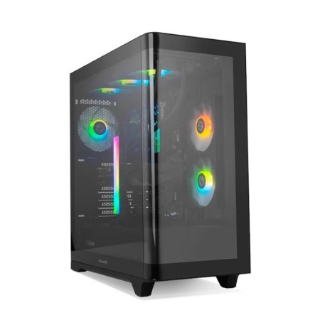 Caja ordenador gaming nox hummer ether atx argb cristal templado negro